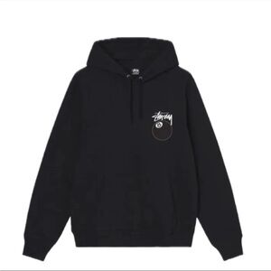 Stussy Black Pullover Hoodie with White Graphic